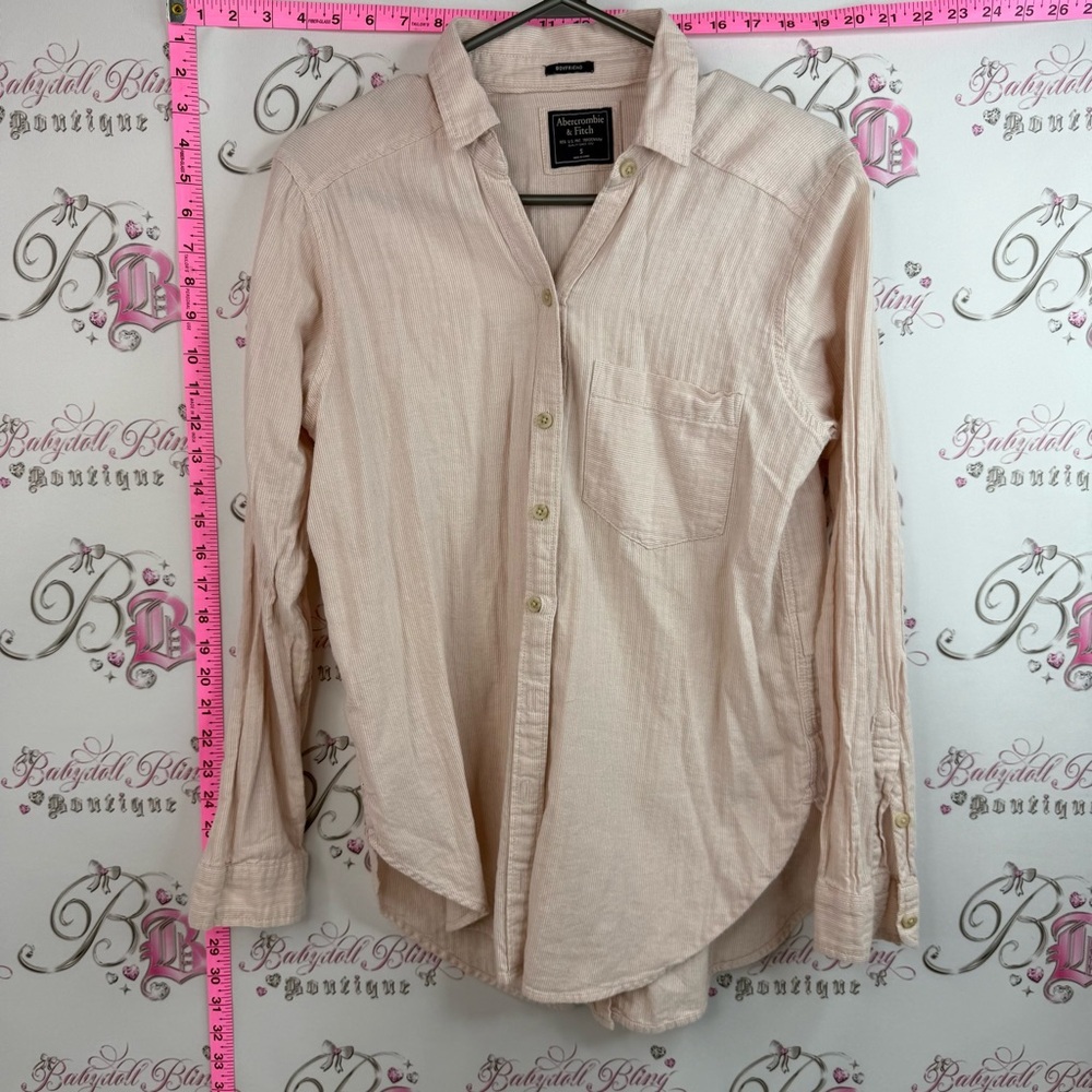 Abercrombie & Fitch long sleeve shirt striped Pale Pink Button-Down Shirt